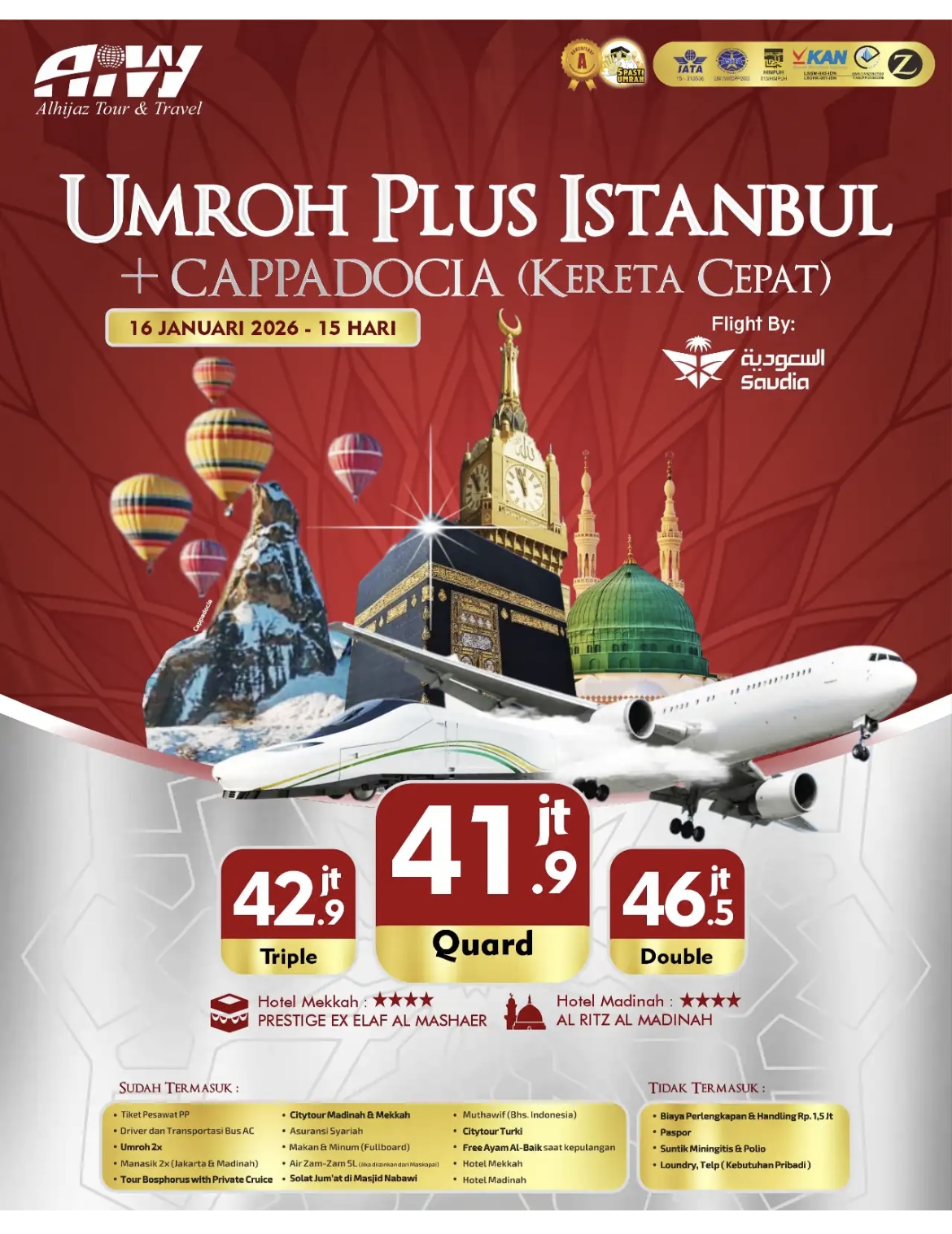PLUS ISTANBUL+CAPPADOCIA 15HR (KERETA CEPAT)